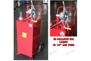 30 Gallon BIDIRECTIONAL GAS OIL DIESEL FLUID CADDY TRANSFER TANK w/ ROTARY PUMP